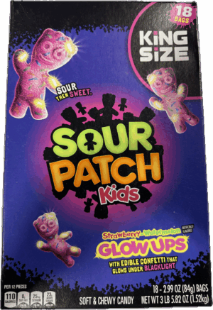 Sour Patch Kids Glow Ups Strawberry & Watermelon King Size 2.99oz 18ct